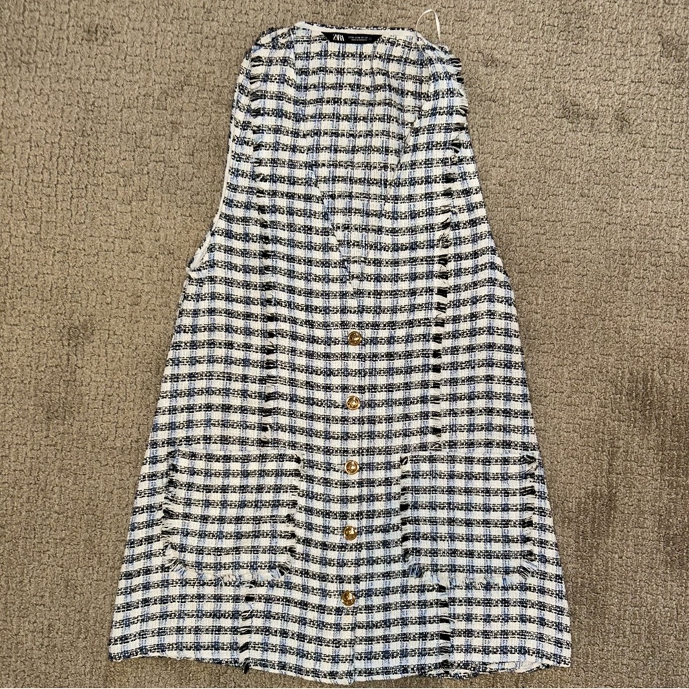 Zara Navy and White A-Line Skirt